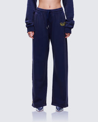 Kamilah Blue Acid Wash Wide Leg Sweat Pant