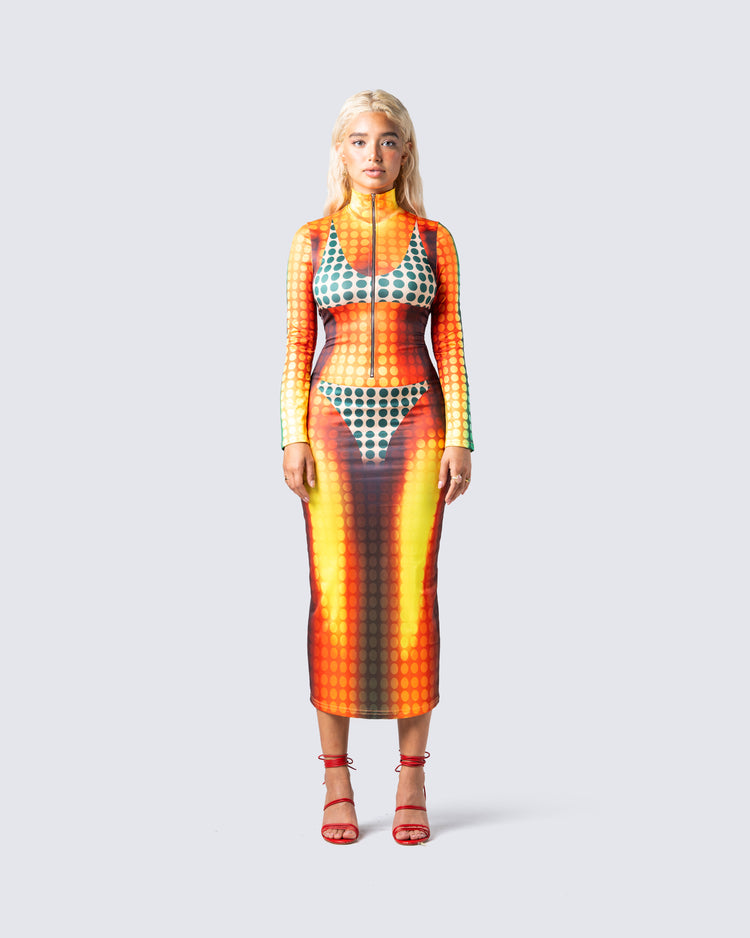 Amira Multi Polka Dot Print Dress