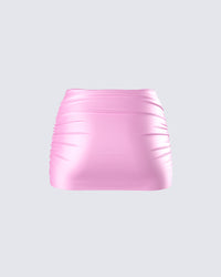 Rivi Pink Satin Micro Mini Skirt
