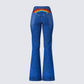 Kass High Rise Blue Denim Rainbow Jean