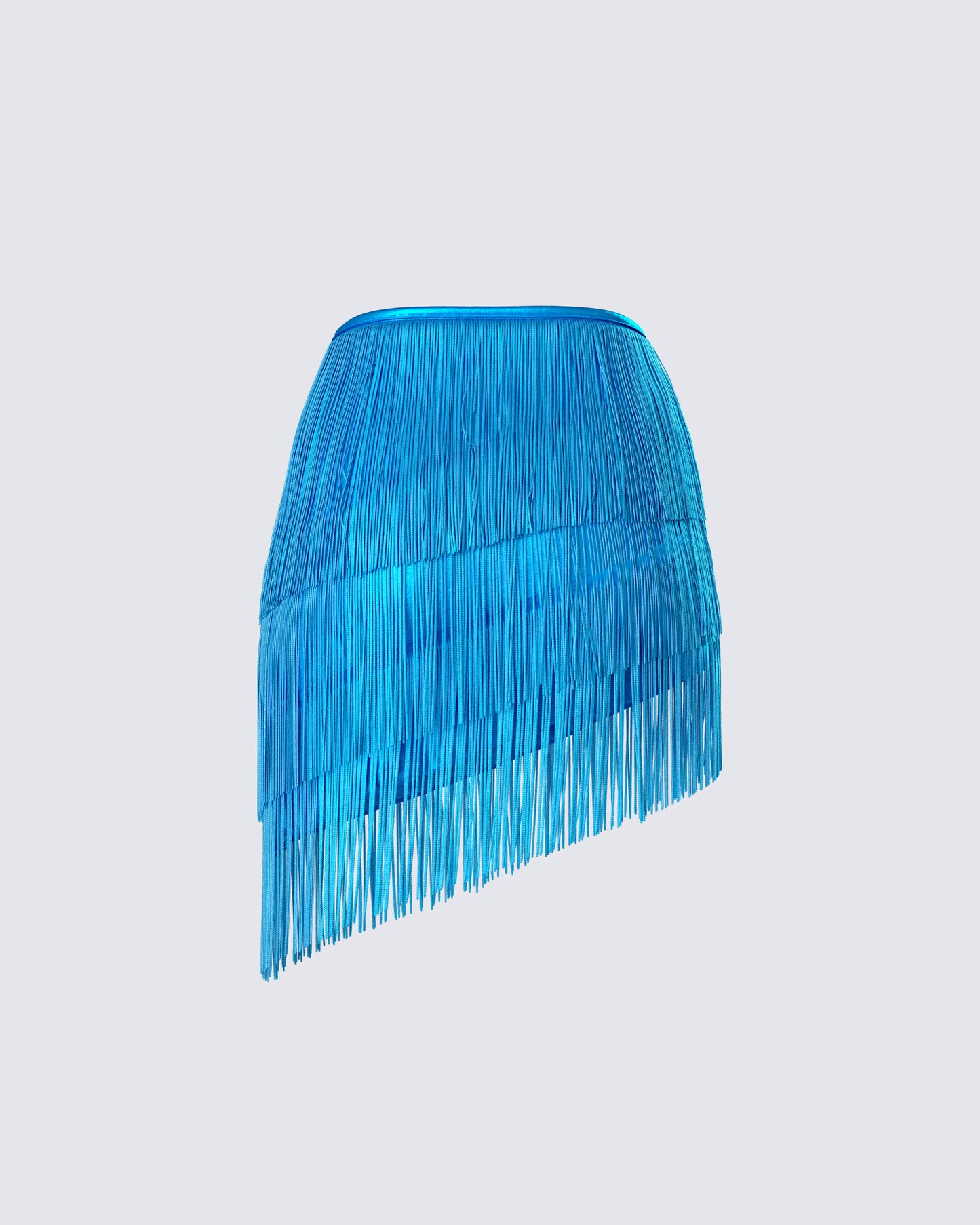 Laleh Teal Fringe Asymmetrical Skirt