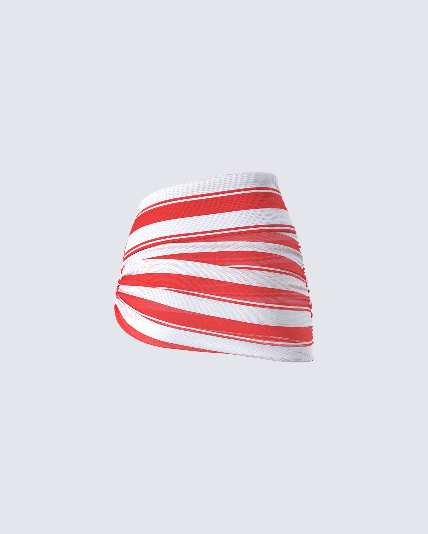 Risa Red Stripe Asymmetric Ruched Mini Skirt