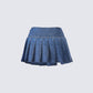 Alazne Blue Denim Pleated Micro Mini Skirt