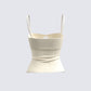 Mansa Cream Crepe Tie Front Top