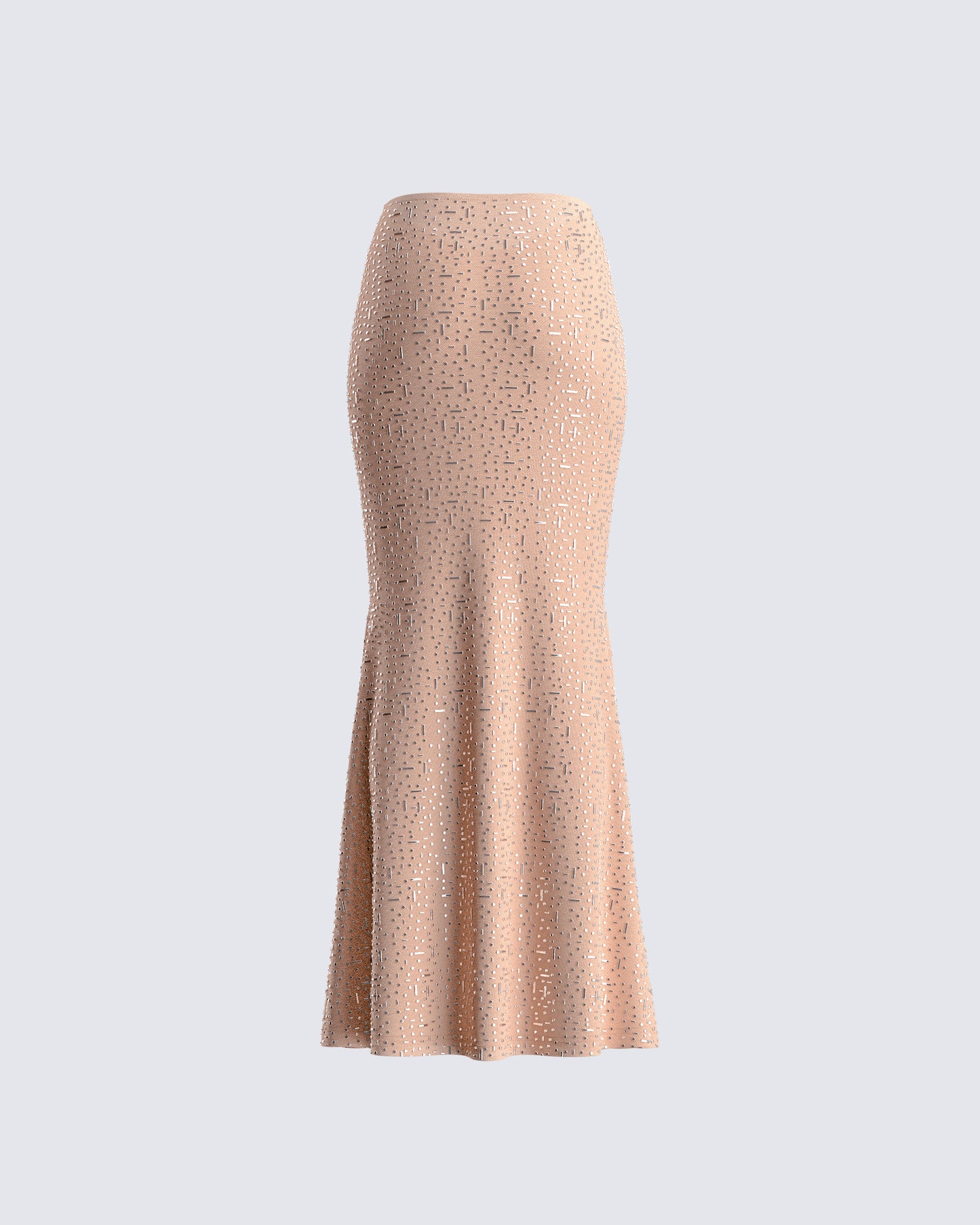 Maze Nude Rhinestone Maxi Skirt