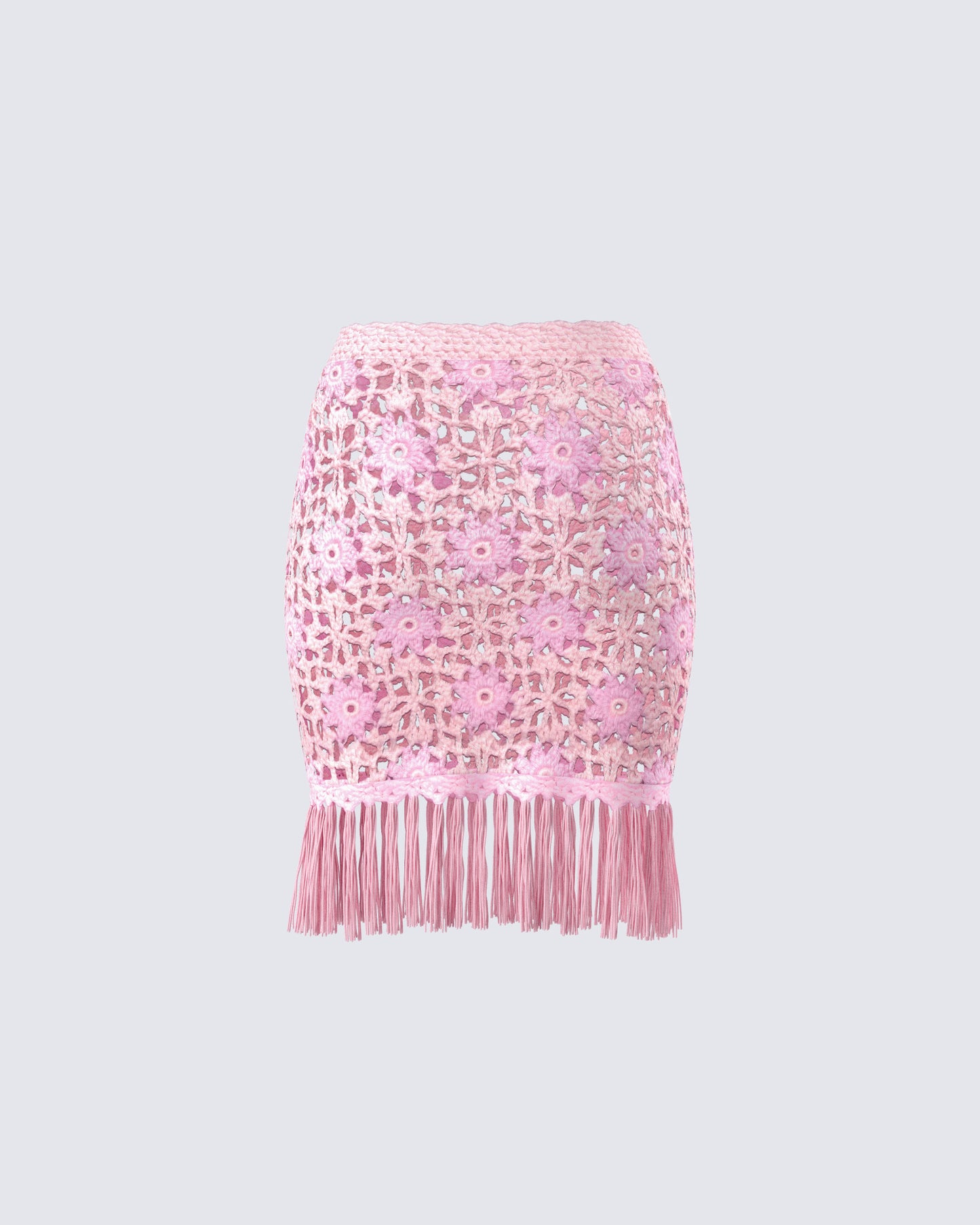 Aya Pink Floral Crochet Mini Skirt