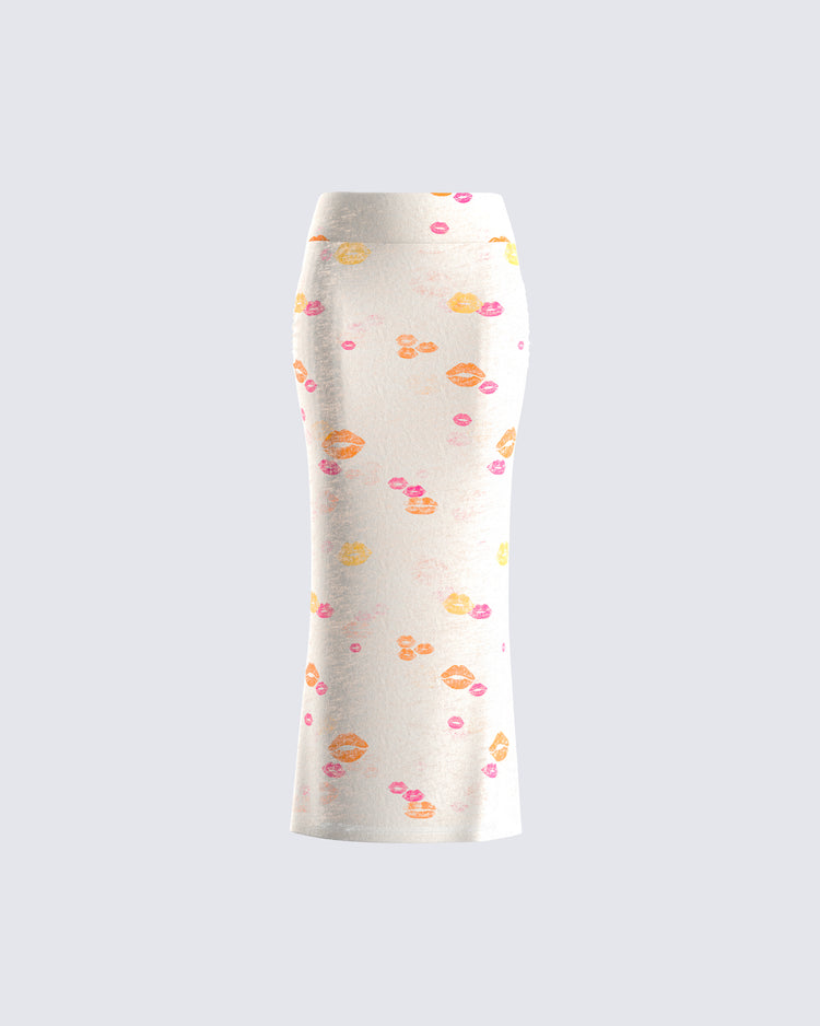 Aba Kiss Print Maxi Skirt