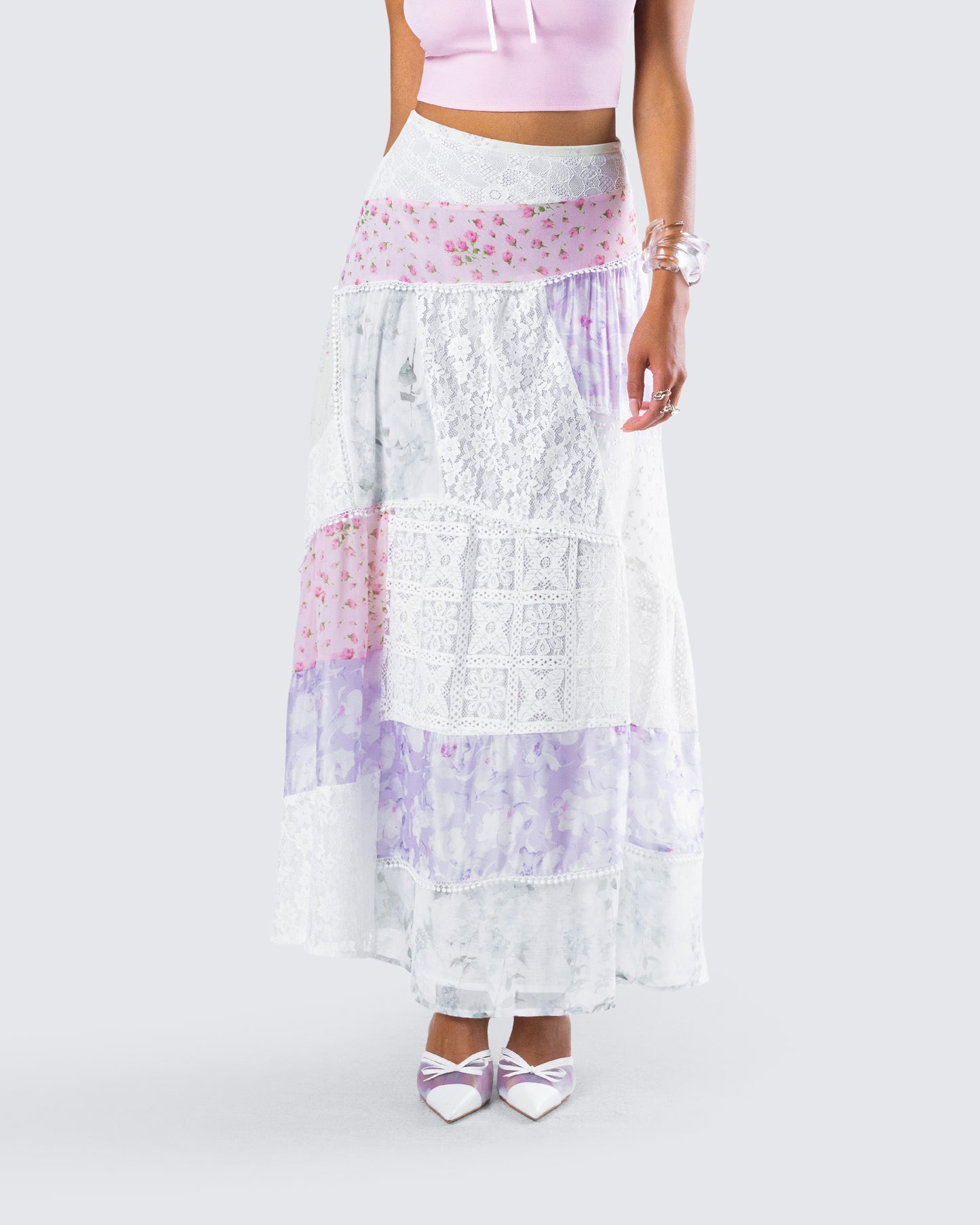 Abby Multi Floral Print Maxi Skirt