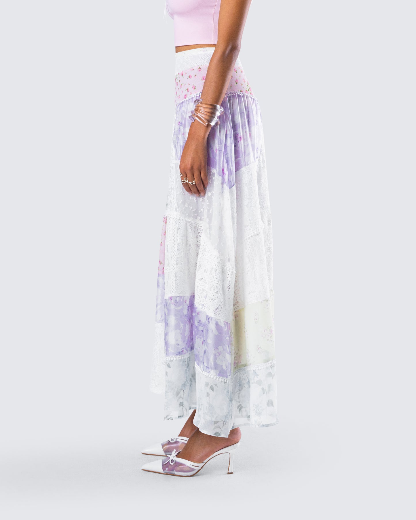 Abby Multi Floral Print Maxi Skirt