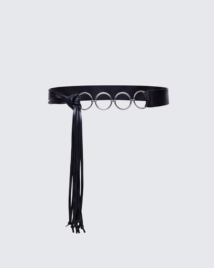 Abeni Black Faux Leather Ring Belt