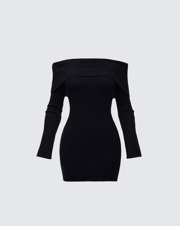 Abeni Black Sweater Mini Dress