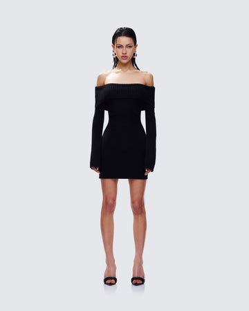 Abeni Black Sweater Mini Dress