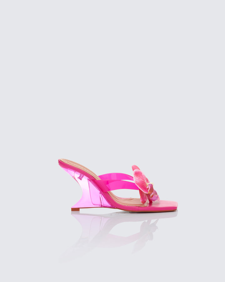 Abigail Pink Perspex Wedge Sandal