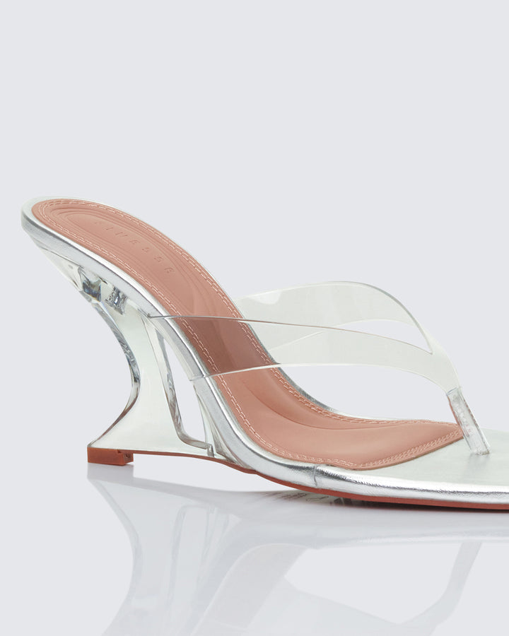 Abigail Silver Perspex Wedge Sandal