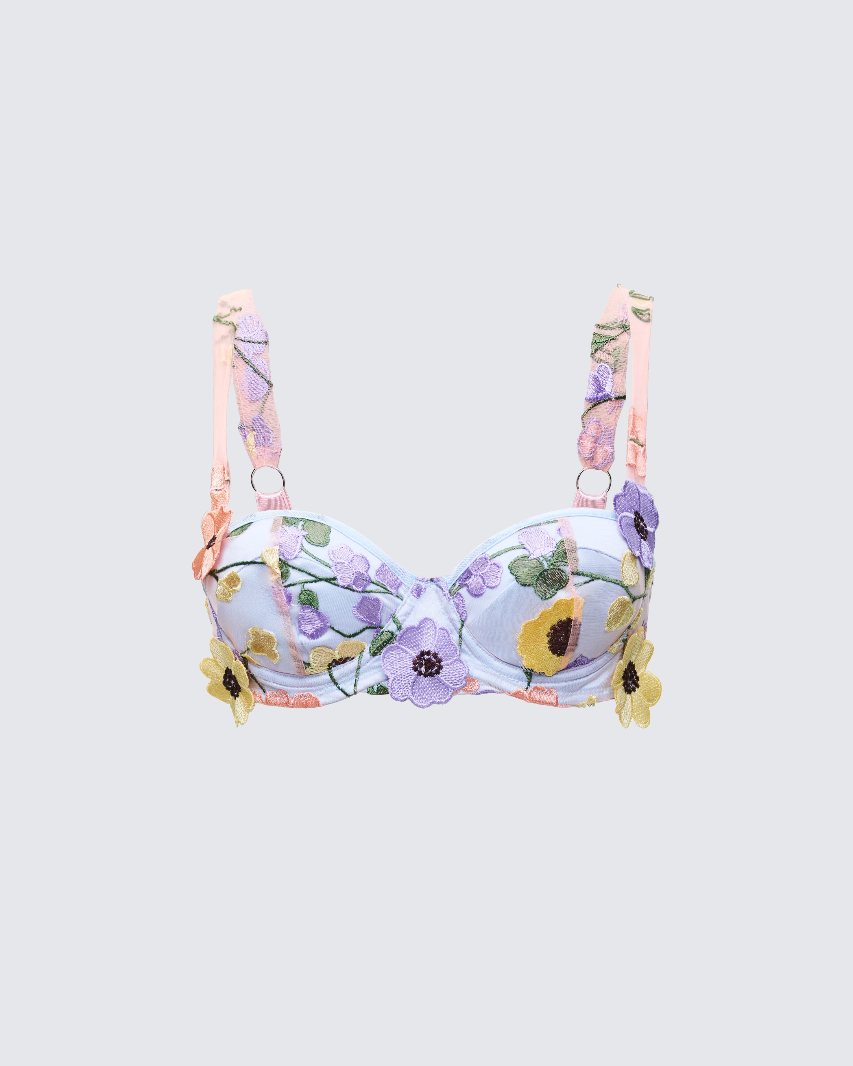 Floral Applique Bralette - 3D Flower Mesh Crop Top – FINESSE
