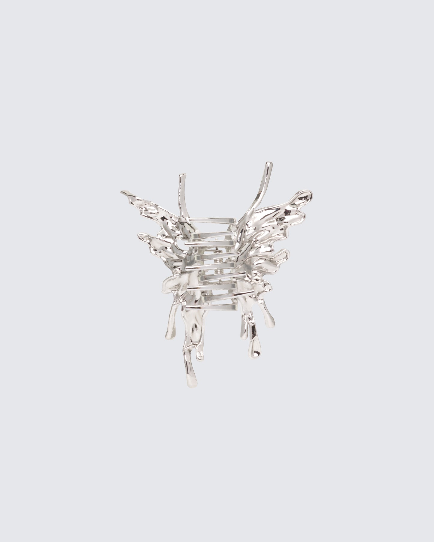 Adelaide Silver Molten Butterfly Hair Clip