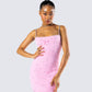 Adi Pink Fuzzy Knit Mini Dress
