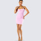 Adi Pink Fuzzy Knit Mini Dress