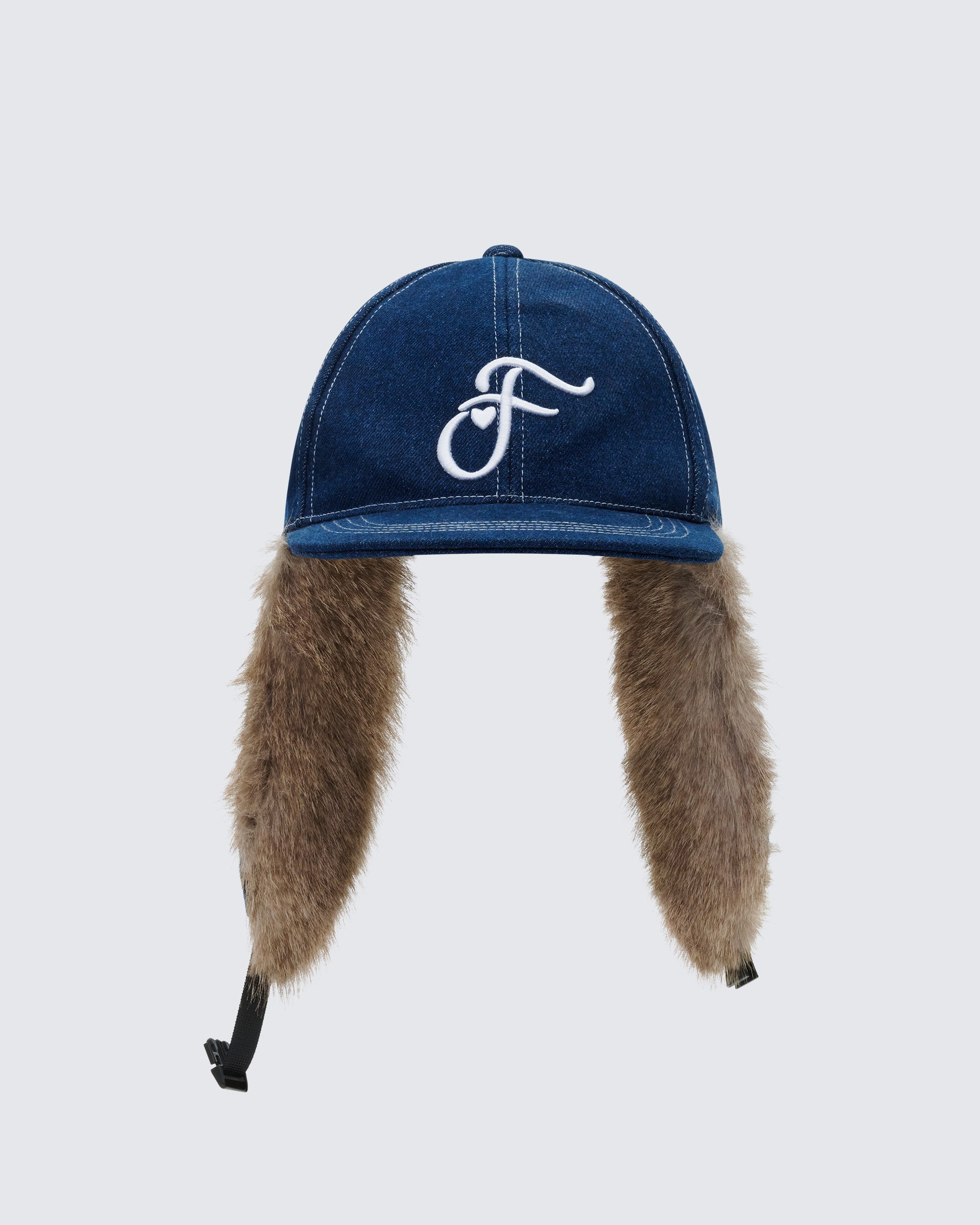 Blue Denim Trapper Hat with Faux Fur Ear Flaps – FINESSE