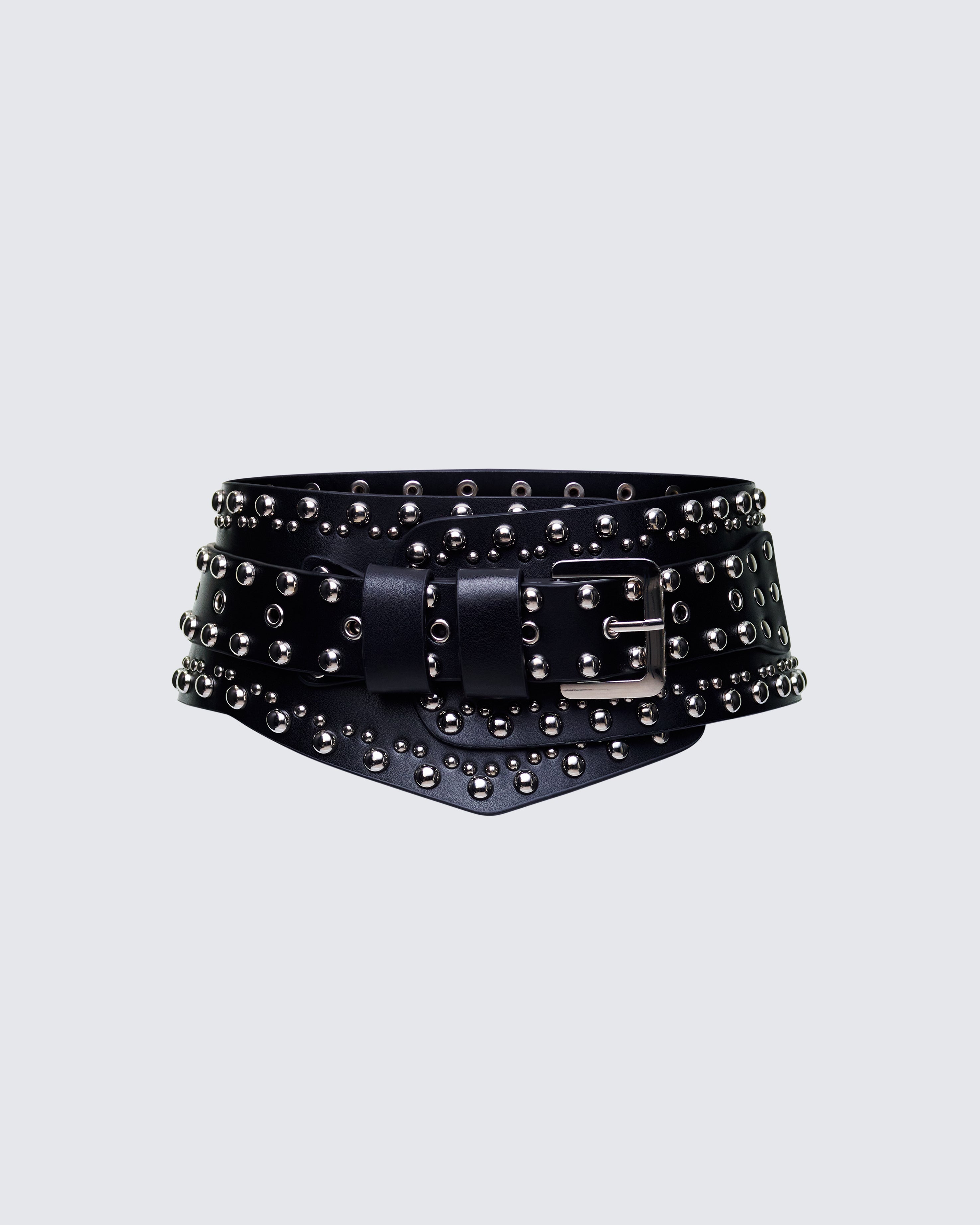 Black Studded Leather Western Belt Wide Double Wrap – FINESSE