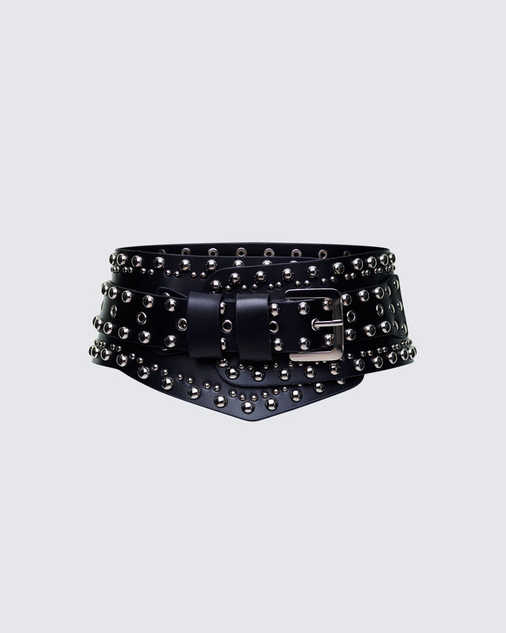 Aerilyn Black Double Wrap Studded Western Hip Belt product front