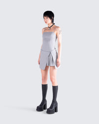 Aeris Grey Corset Mini Dress