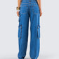 Agnetha Blue Denim Cargo Pant