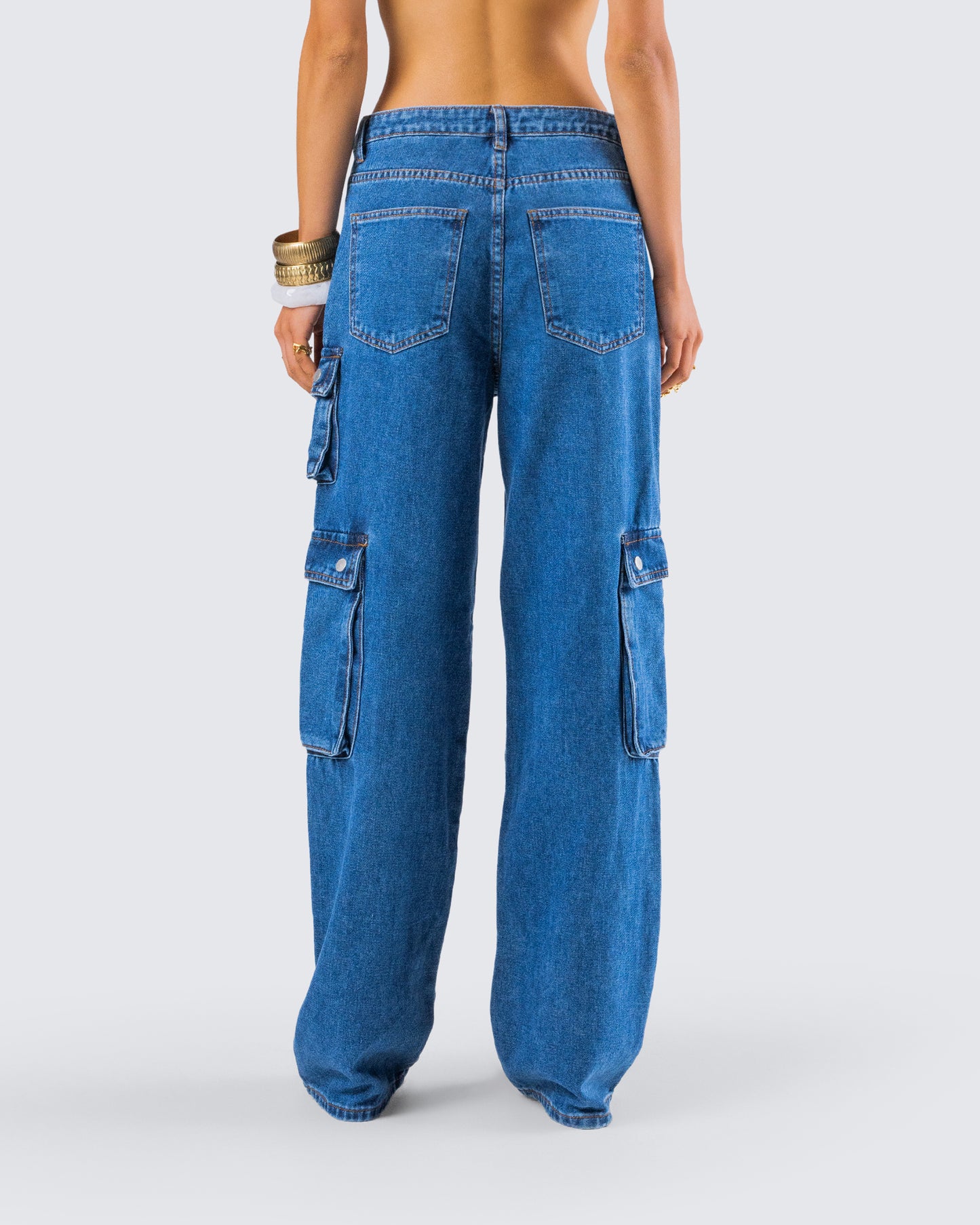 Agnetha Blue Denim Cargo Pant