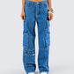 Agnetha Blue Denim Cargo Pant