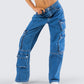 Agnetha Blue Denim Cargo Pant