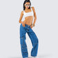 Agnetha Blue Denim Cargo Pant