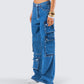 Agnetha Blue Denim Cargo Pant