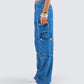 Agnetha Blue Denim Cargo Pant