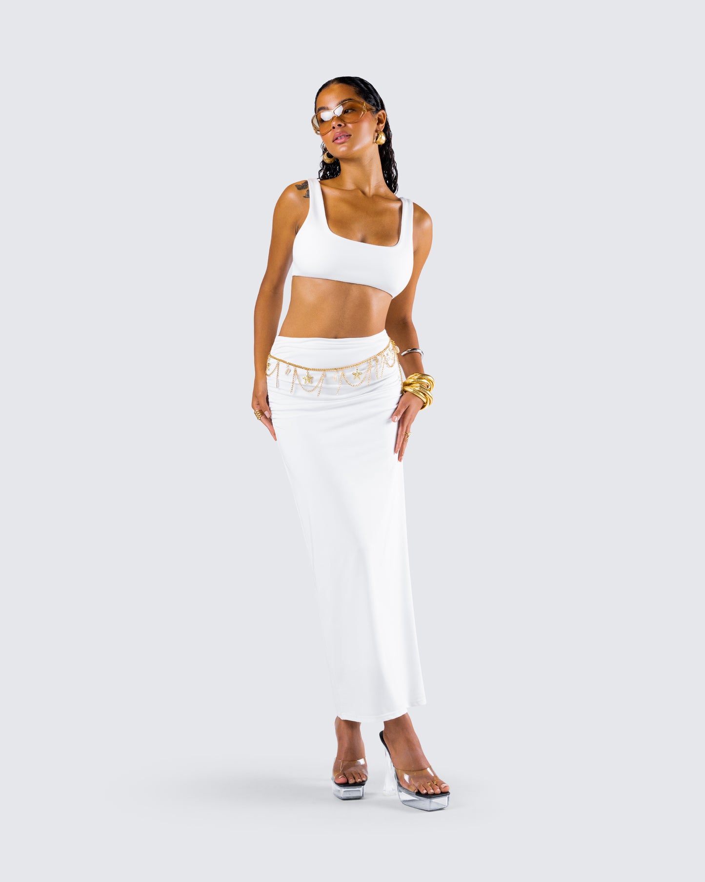 Agnetha White Jersey Bra Top