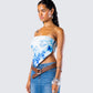 Ahmeira Blue Floral Print Tube Top