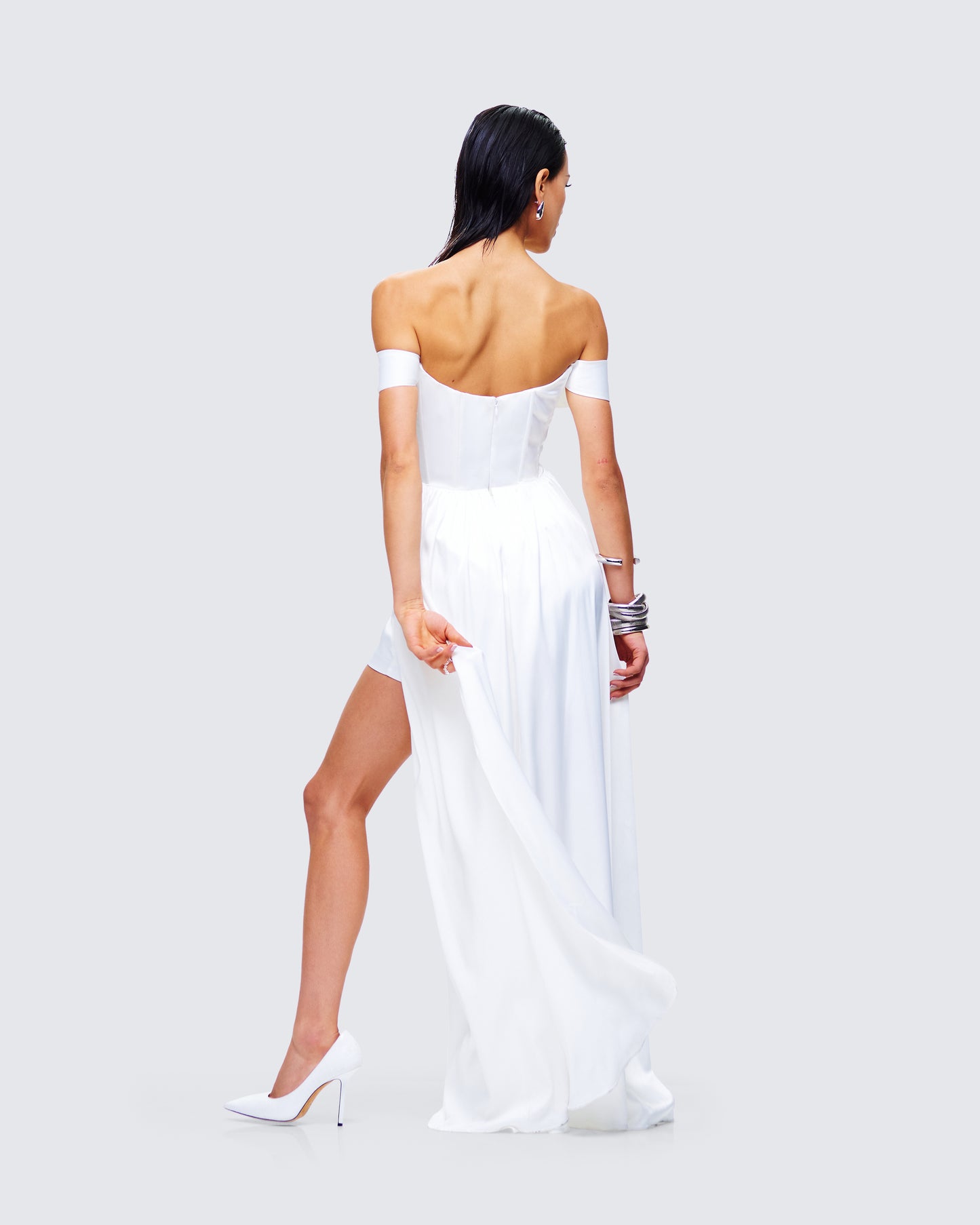 Aika White Off Shoulder High Low Dress