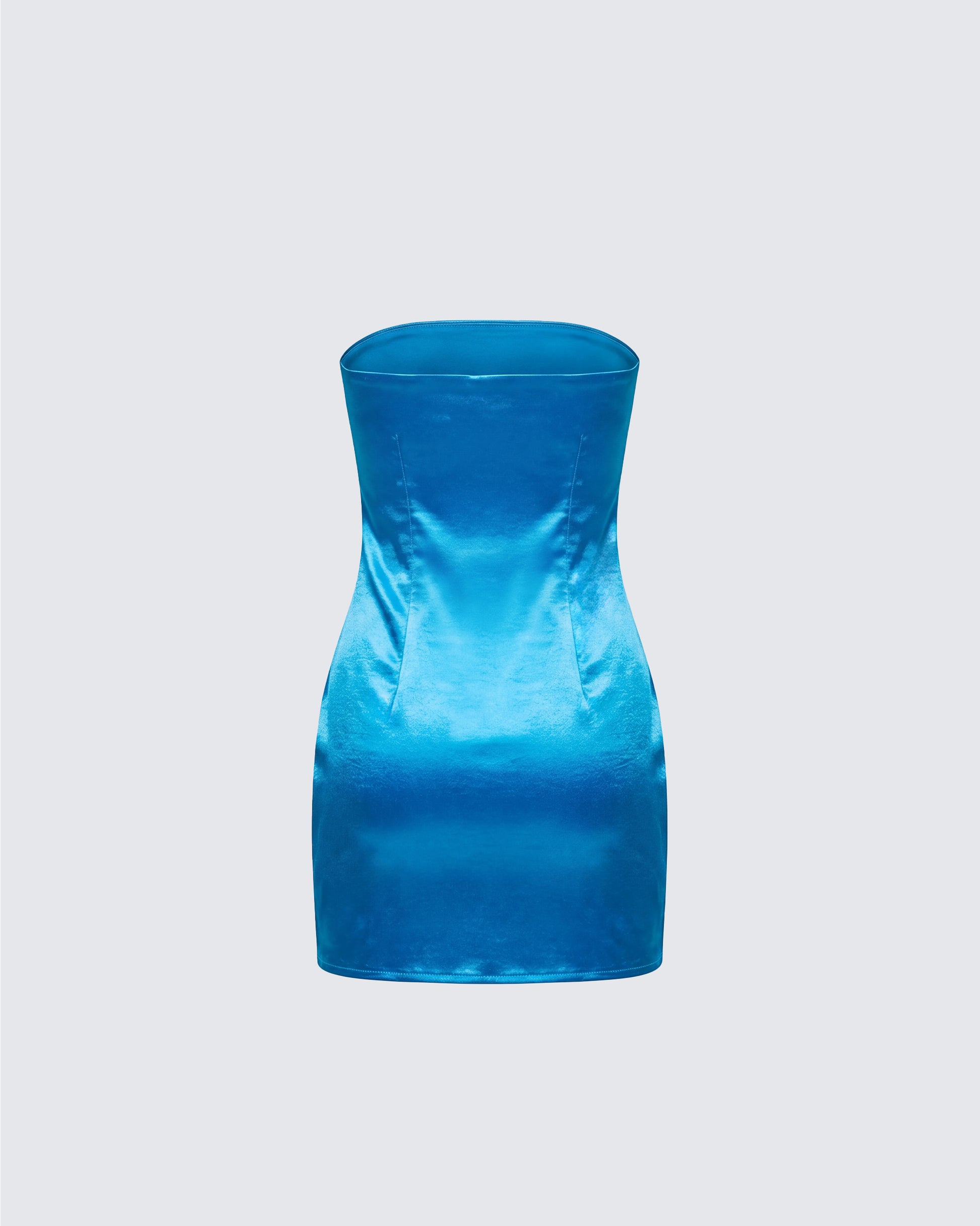 Blue Metallic Mini Dress - Strapless Bodycon Party  FINESSE