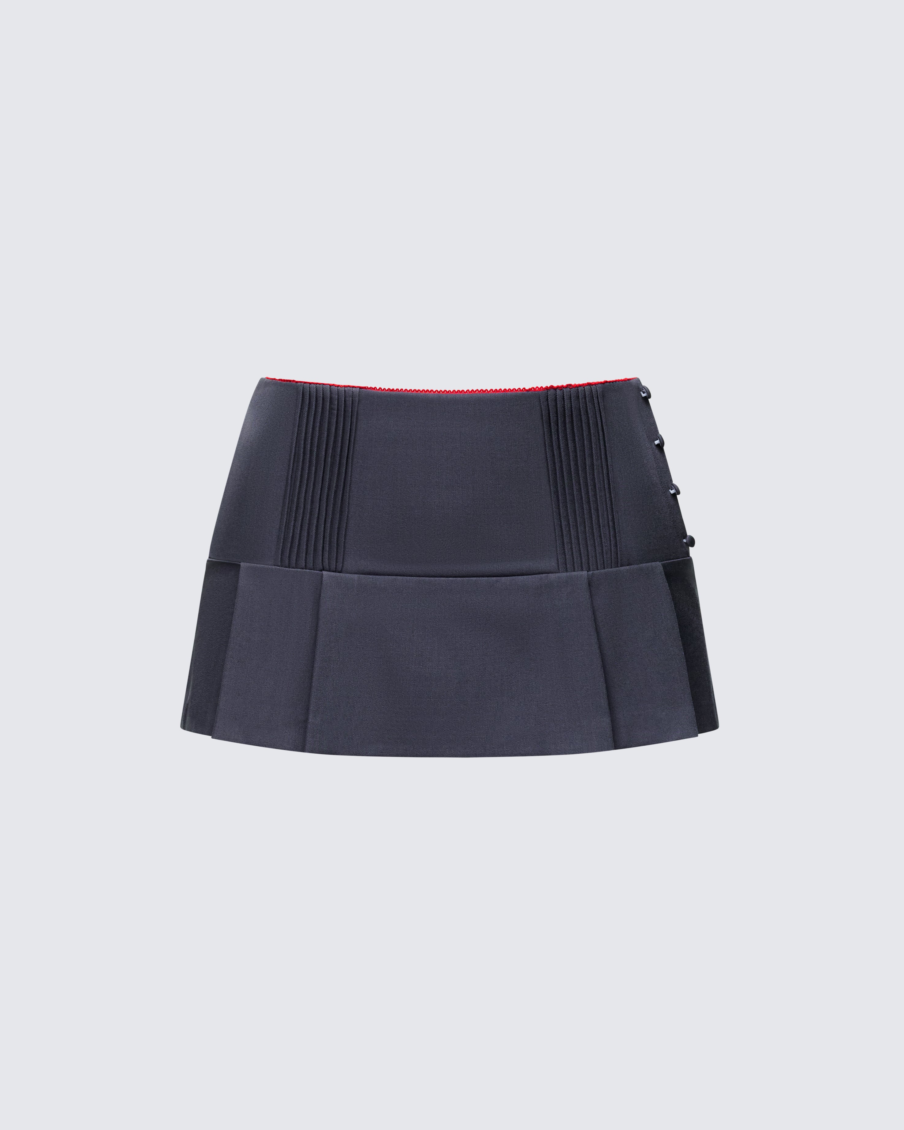 Grey Pleated Mini Skirt - Tailored Office to Night – FINESSE