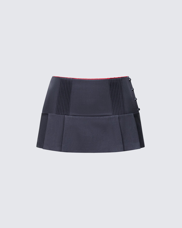 Aisla Grey Tailored Pleated Mini Skirt product front