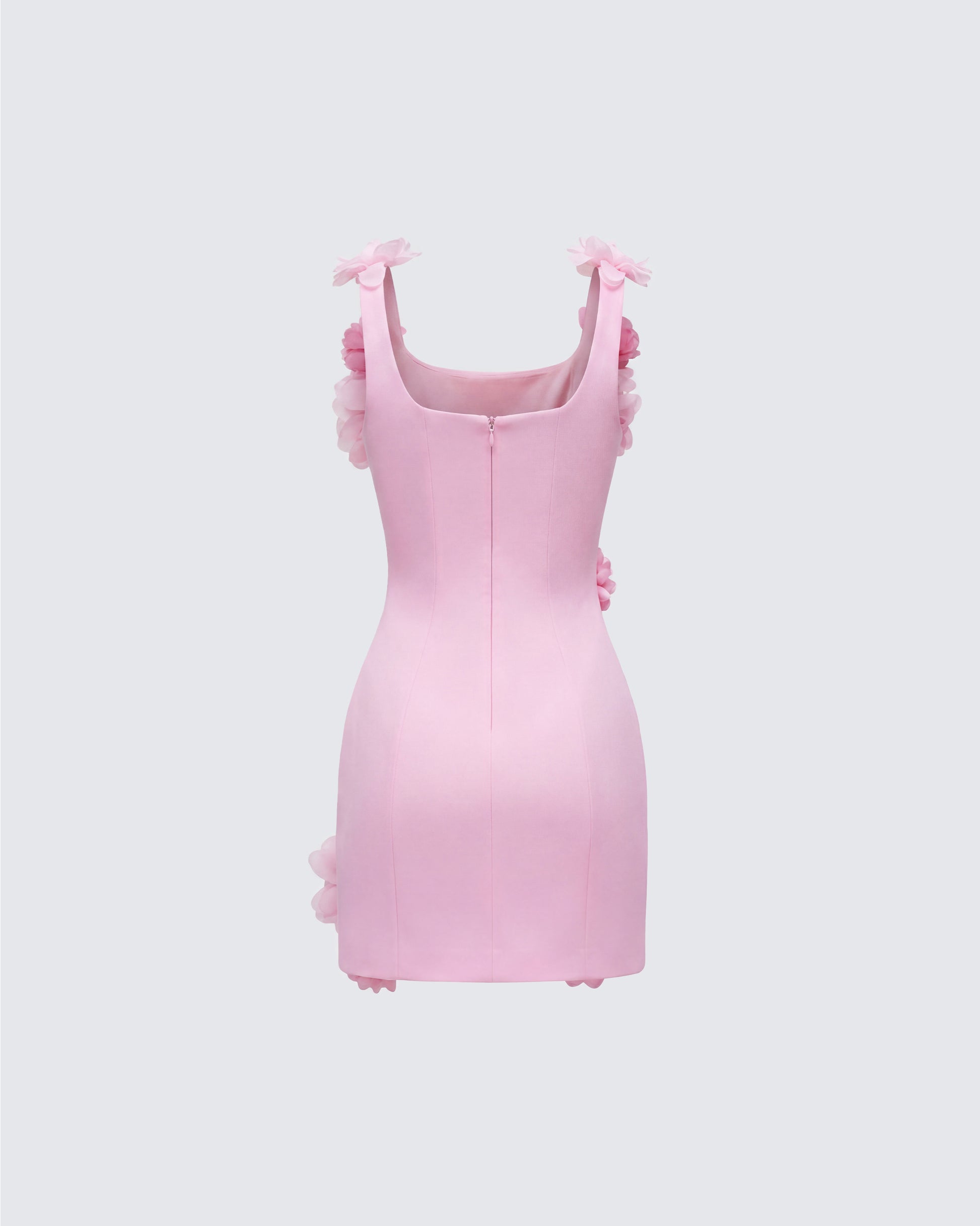Pink 3D Floral Mini Dress
