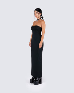 Lace-Up Back Tube Maxi Dress