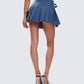 Alazne Blue Denim Pleated Micro Mini Skirt