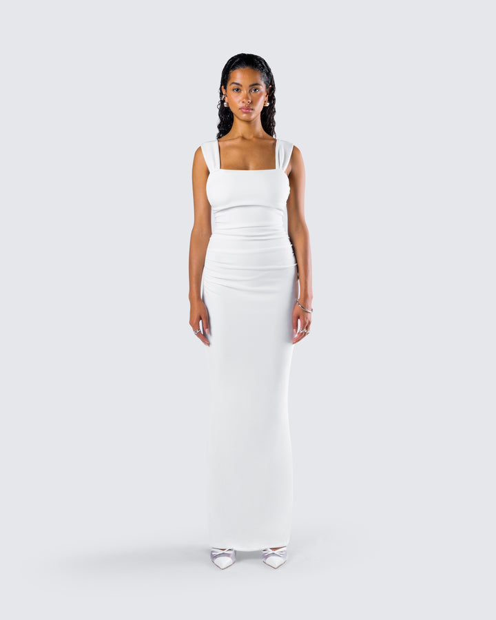 White Cut Out Maxi Dress - Bodycon Formal Evening FINESSE White Cut Out Maxi Dress - Bodycon Formal Evening FINESSE