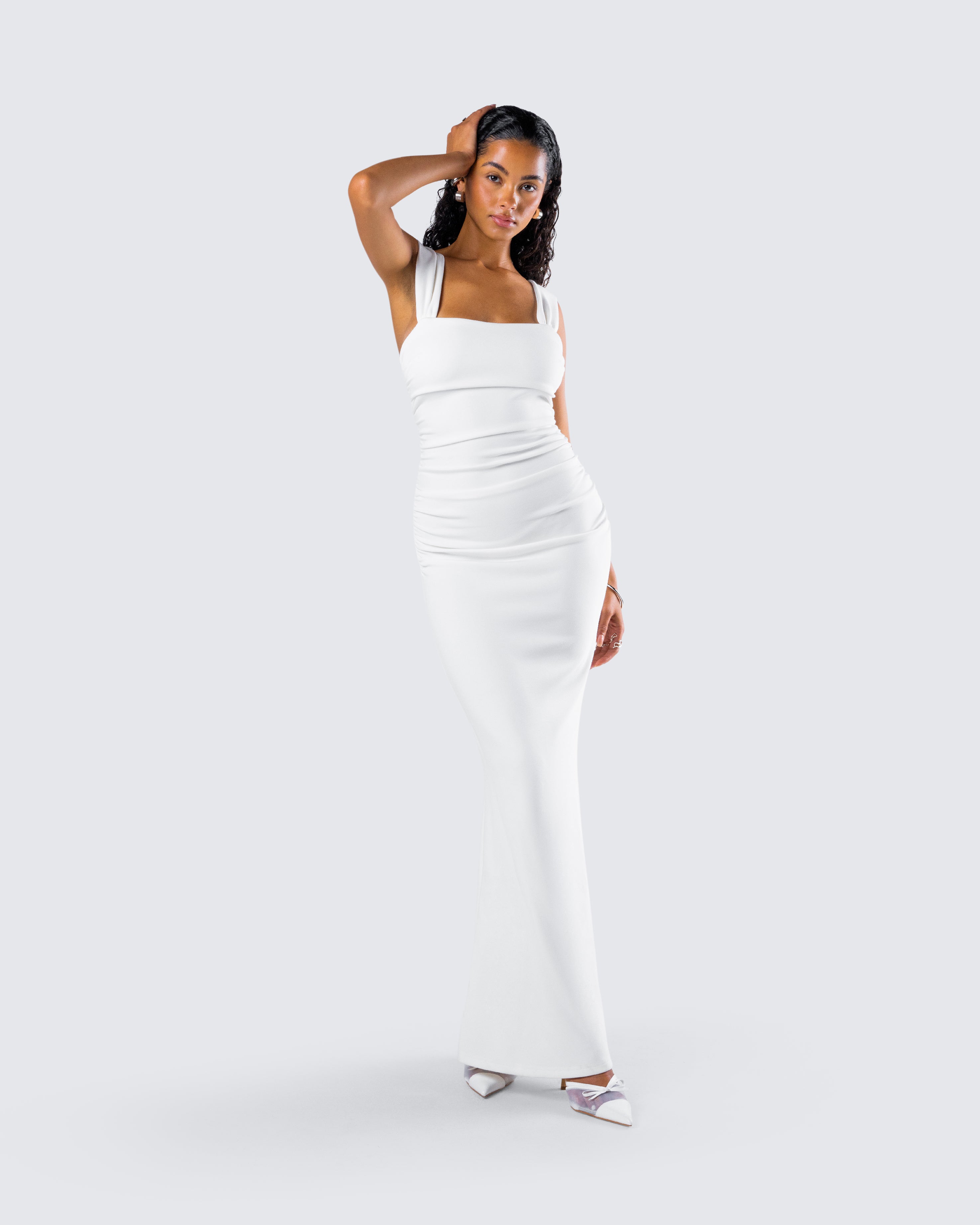 Alexandra White Jersey Maxi Dress – FINESSE