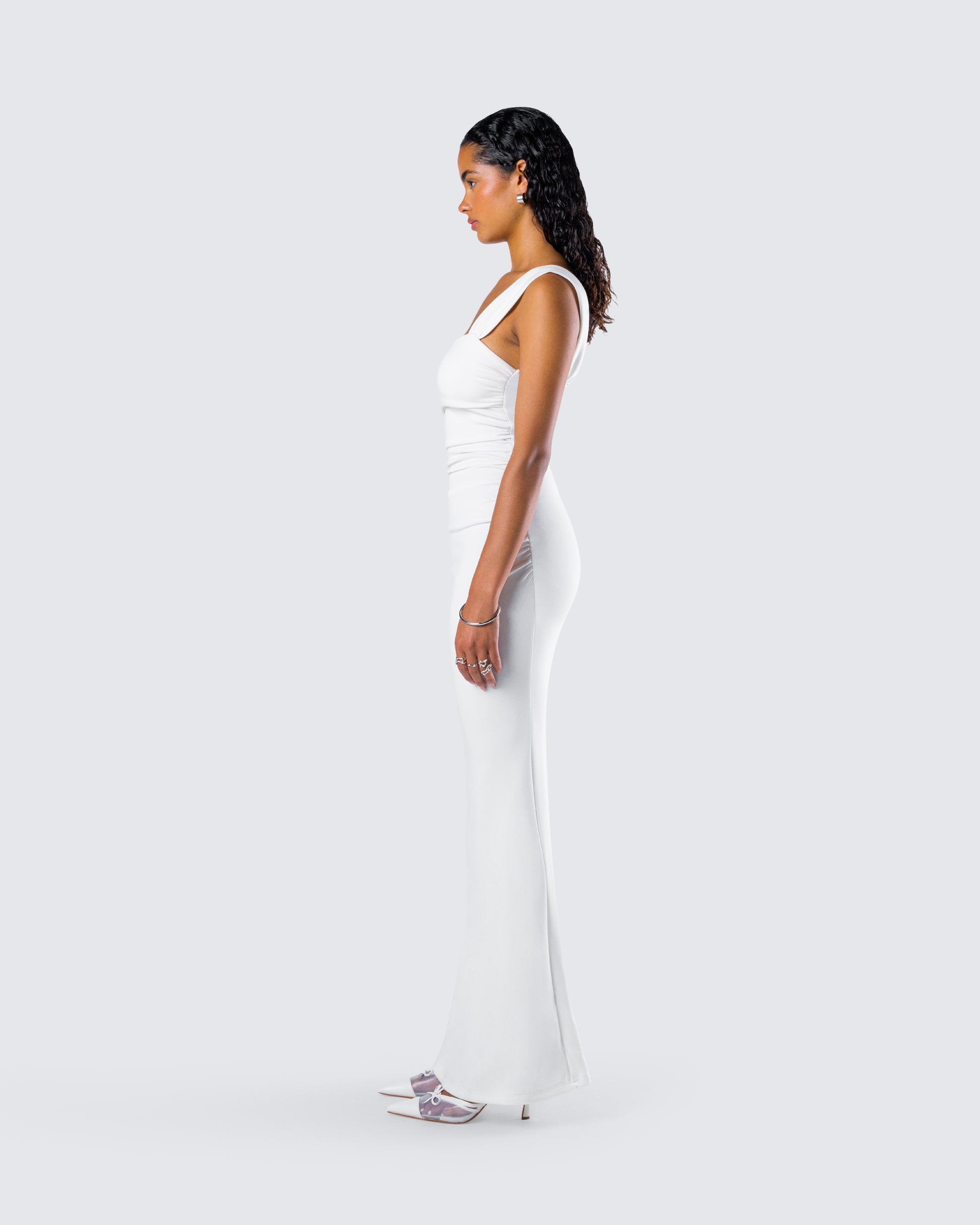 strapless bodycon maxi dress White Maxi Dress
