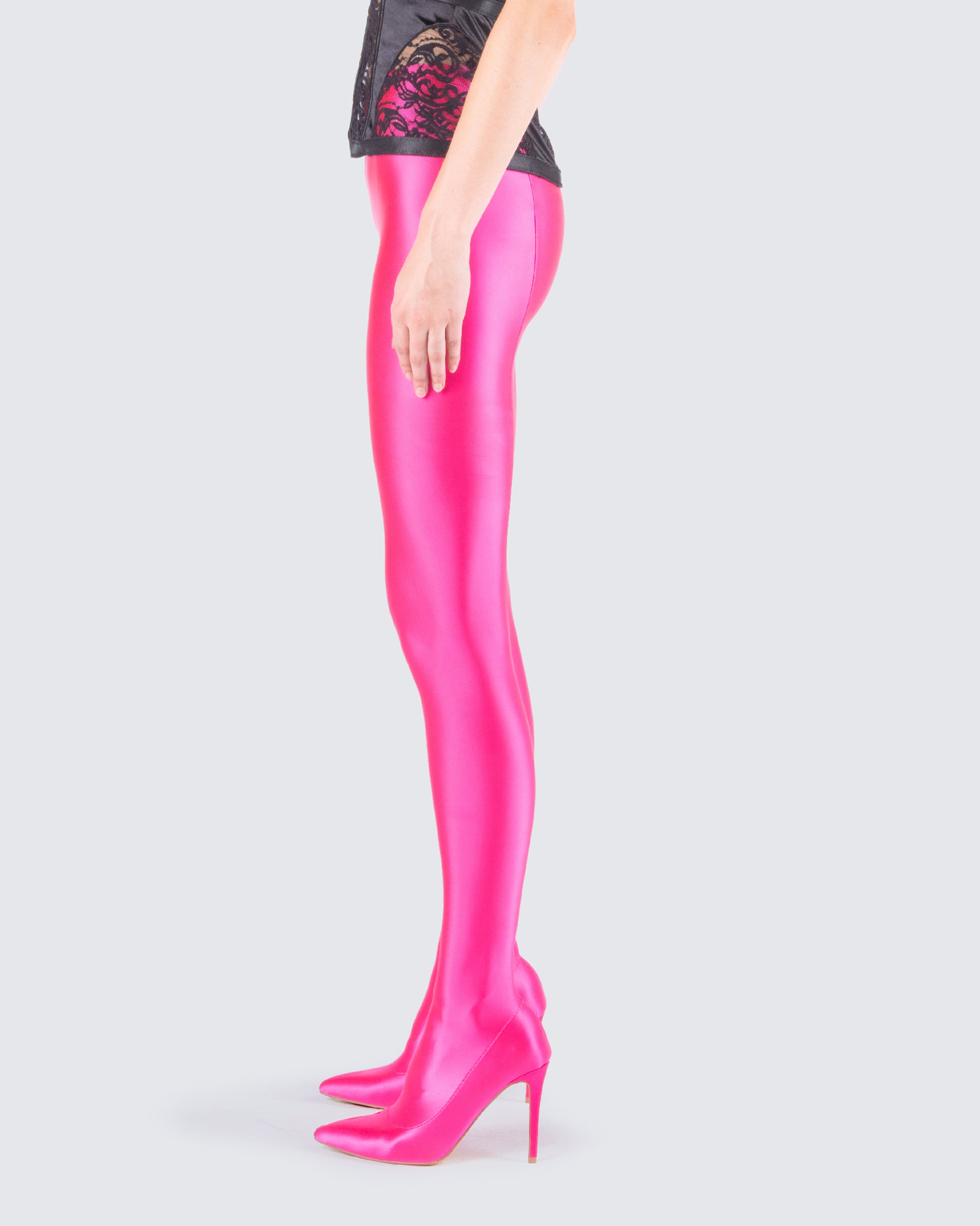 Pink Mid Waist Shimmer Leggings, Slim Fit at Rs 90 in Delhi | ID:  2852469281573