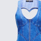 Ali Blue Denim Heart Cut Jumpsuit
