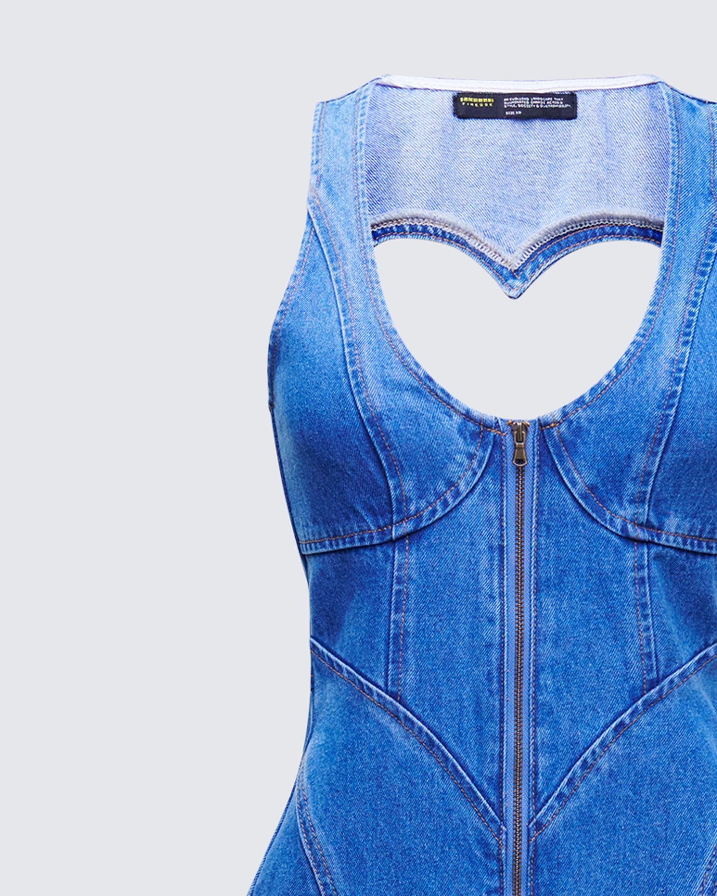 Ali Blue Denim Heart Cut Jumpsuit