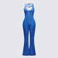 Ali Blue Denim Heart Cut Jumpsuit product front