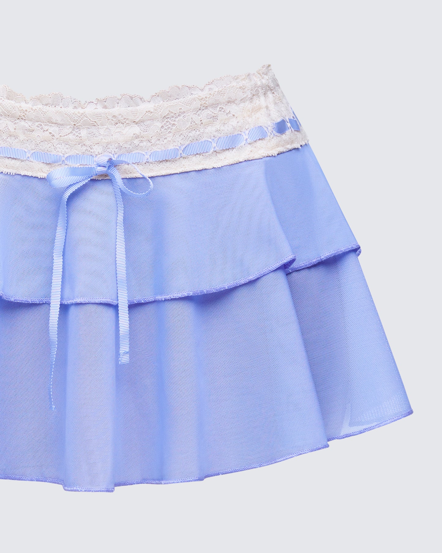 Alize Purple Mesh Lace Waist Mini Skirt